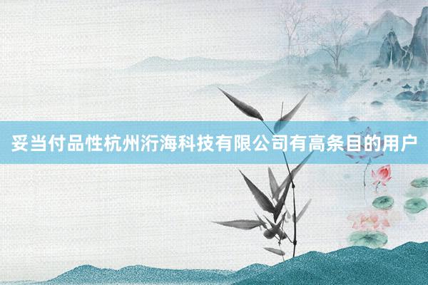 妥当付品性杭州洐海科技有限公司有高条目的用户