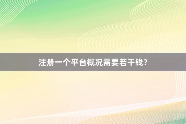 注册一个平台概况需要若干钱？